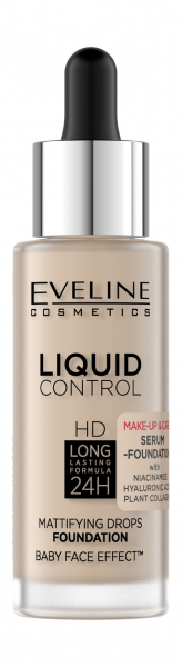 Eveline Liquid Control HD Mattifying Drops Foundation Жидкая тональная основа для лица с ниацинамидом | 010 Light Beige